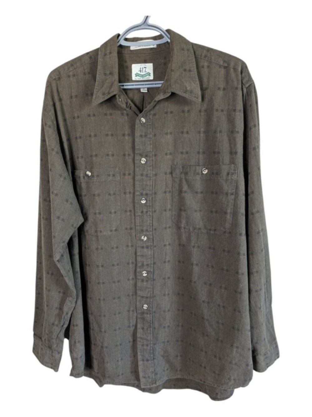 Vintage Van Heusen 417 Shirtwear Brown/Green Button Down Shirt Size Large